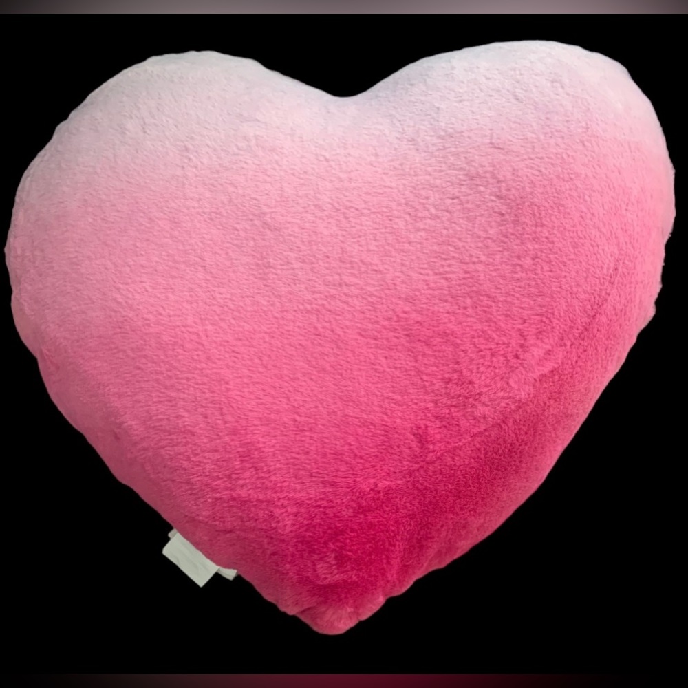 Pink Ombre Heart Shaped Decorative Pillow Faux Fur Fabric Cupcakes & Cashmere
